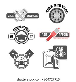 Car service logo set. Auto repair vector icon for business.