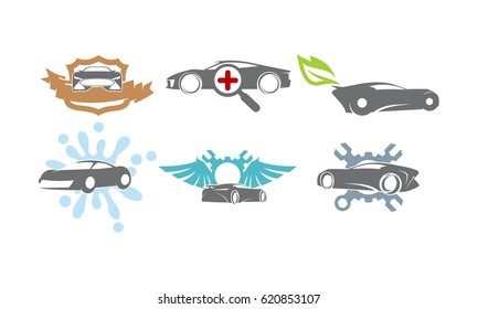 Car Service Logo Set Bundle Collection