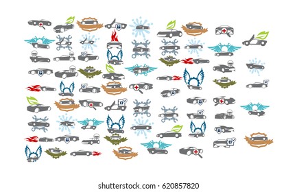 Car Service Logo Set Bundle Collections