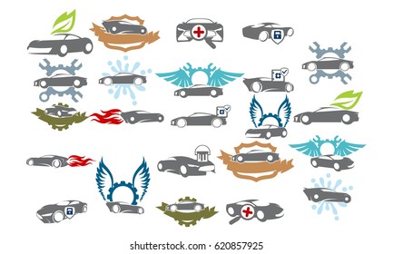 Car Service Logo Set Bundle Collections