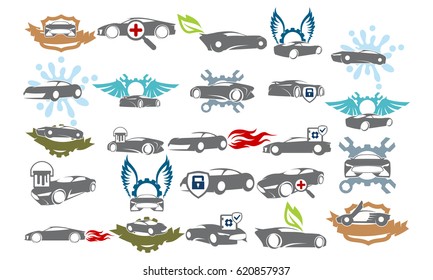 Car Service Logo Set Bundle Collections