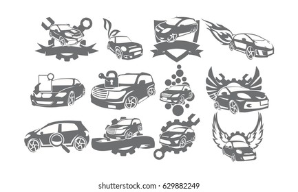 Car Service Logo Set Bundle Collections