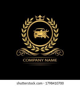 car service logo template luxury royal vector company  decorative emblem with crown  