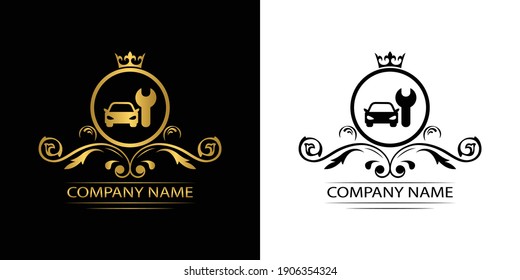 car service logo template luxury royal vector company  decorative emblem with crown  