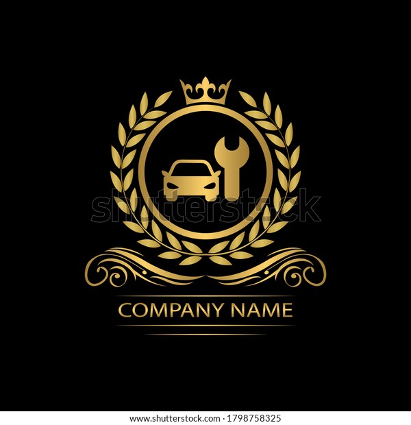 car service logo template luxury\
royal vector company  decorative emblem with crown \
