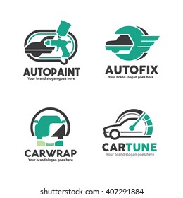 Car Service Logo Template Set, Car Paint Logo, Car Service Logo, Car Sticker Wrap Logo,Car Performance Upgrade Logo