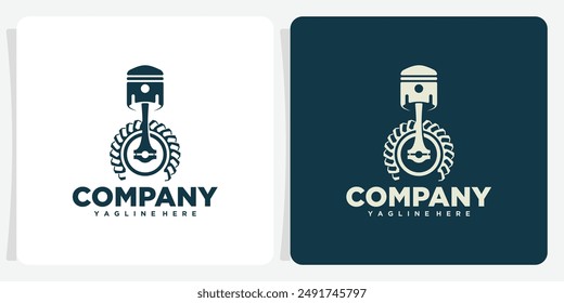 diseño de Vector de Plantilla de logotipo de servicio de coche. Silueta del pistón. Ilustración vectorial