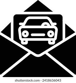 Car Service mail solid and glyph vector illustration