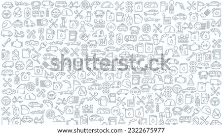 Car service maintenance doodle background. maintenance car parts line icon background.