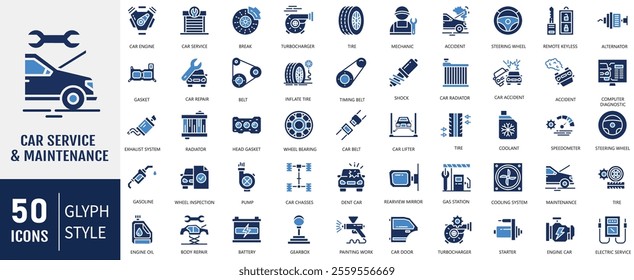 Car Service and Maintenance Editable Line Icon set. Containing Auto service, car repair, car service, maintenance and garage icon. Vector Illustration