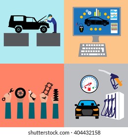 Car service maintenance icon . Car part set of repair icon vector illustration.
