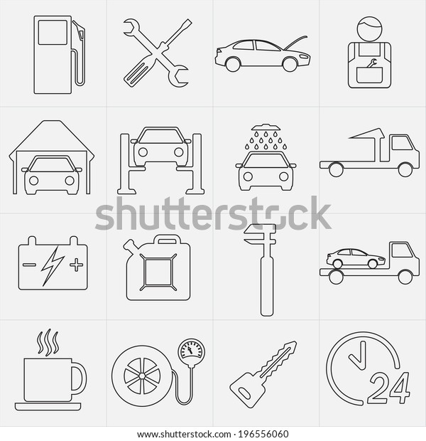 Car\
service maintenance icon set. Vector\
illustration.