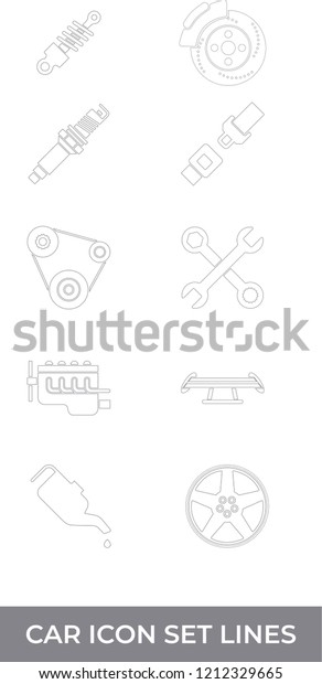 Car service\
maintenance icon vector line\
set