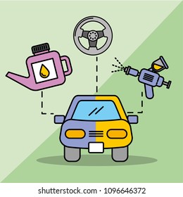 car service maintenance painting sprayer oil bottle