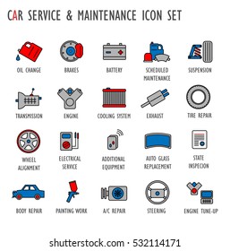 Car  service & maintenance vector icon set