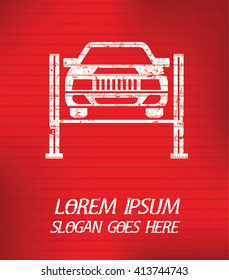 Car service on red background,poster grunge design
