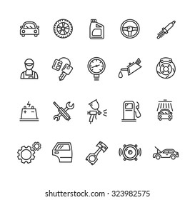 Car Service Outline Icons Set. Vector illustration