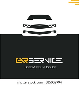 car service poster design template, sports car front icon