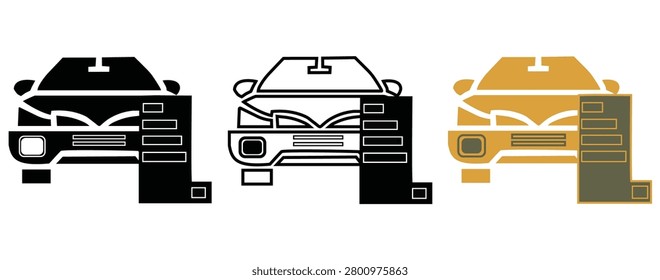  Car Service and Registration Vector Icon Set with Vehicle Checkup Illustration and Auto Documentation Symbols
