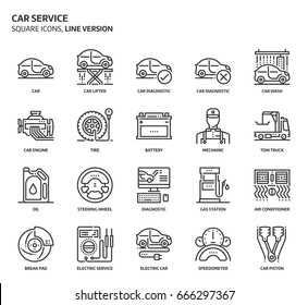 Car service service related, pixel perfect, editable stroke, up scalable vector icon set. 