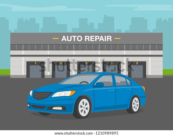 Car service and repair building concept.\
Flat vector illustration.