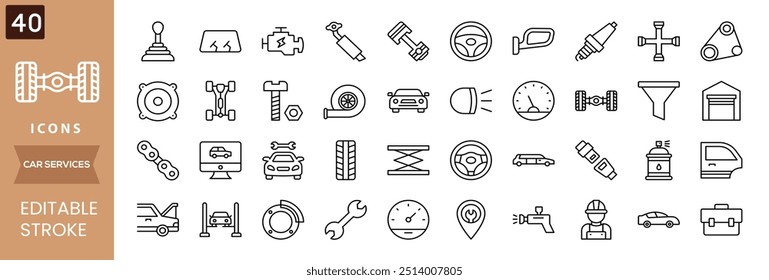 Elemento de ícones de serviço e reparação de carro. Garagem, motor, óleo, manutenção, ícone de aceleração