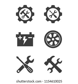 Car service and repair icons set on white background. Vector illustration