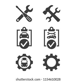 Car service and repair icons set on white background. Vector illustration