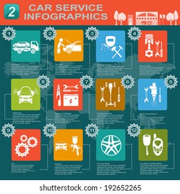 Car service, repair Infographics. Vector illustration
