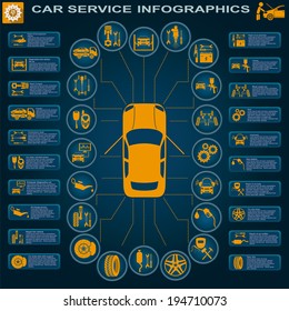 Car Service, Repair Infographics. Vector Illustration