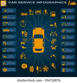 Car Service, Repair Infographics. Vector Illustration