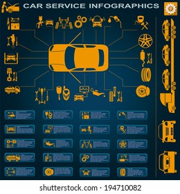 Car service, repair Infographics. Vector illustration