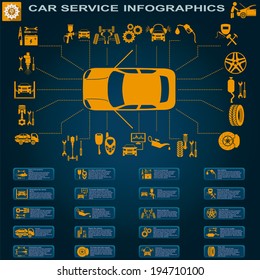 Car service, repair Infographics. Vector illustration