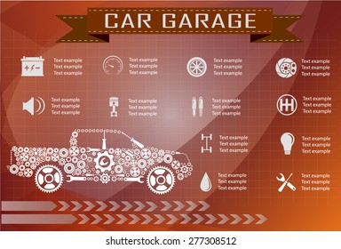 Car service, repair Infographics. Vector illustration