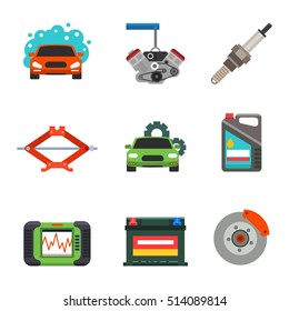 Car service repair vector icons set