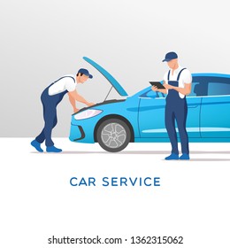 Car Service And Repair. Vector Illustration.