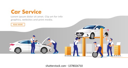 Car service and repair. Vector illustration.