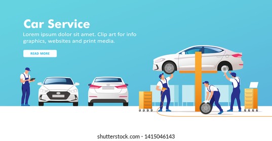 Car service and repair. Vector illustration.