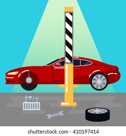 Car Service Repairs and Diagnostics. Auto Maintenance. Vector illustration