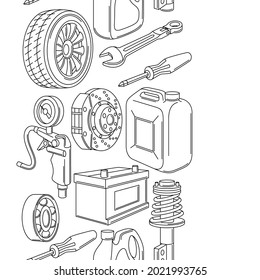 Car service seamless pattern. Auto center repair background for advertising with transport items.