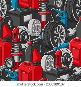 Car service seamless pattern. Auto center repair background for advertising with transport items.