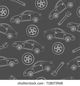Car service. Seamless texture on a gray background.
