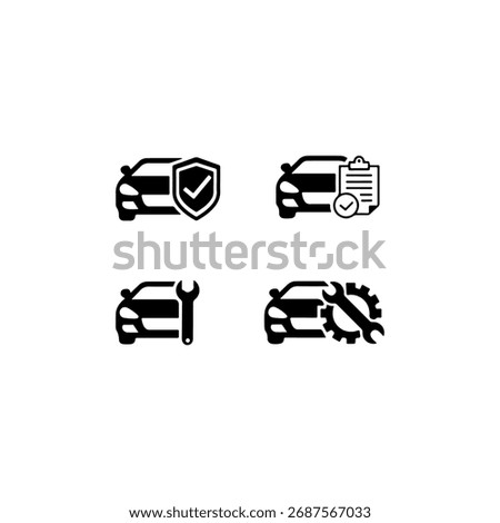 Car service set icon flat vector design.