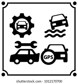 car service  set icon vector