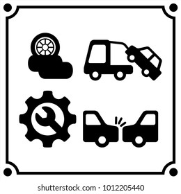 car service  set icon vector