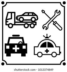 car service set icon vector