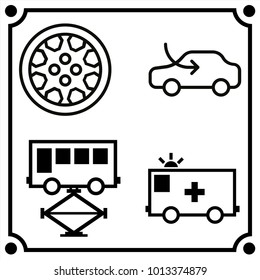 car service set icon vector