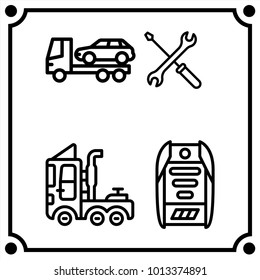 car service set icon vector