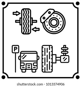car service set icon vector