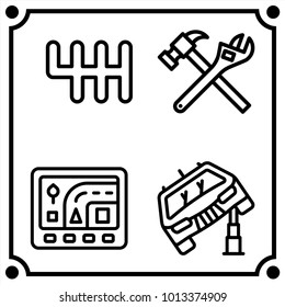 car service set icon vector